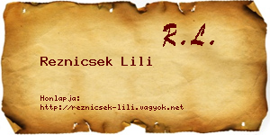 Reznicsek Lili névjegykártya